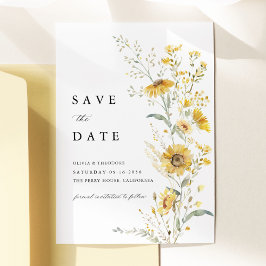 Yellow Wildflower Sunflower Wedding セーブザデート