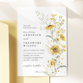 Yellow Wildflower Sunflower Wedding 招待状