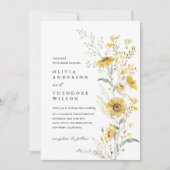 Yellow Wildflower Sunflower Wedding 招待状 (正面)