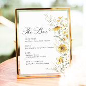 Yellow Wildflower Sunflower Wedding Bar Menu 台座サイン