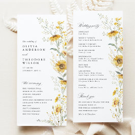 Yellow Wildflower Sunflower Wedding Ceremony プログラム