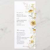 Yellow Wildflower Sunflower Wedding Ceremony プログラム (正面)