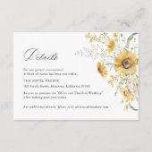 Yellow Wildflower Sunflower Wedding Hotel Details エンクロージャーカード (正面)