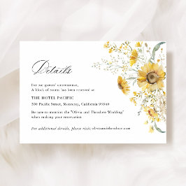 Yellow Wildflower Sunflower Wedding Hotel Details エンクロージャーカード