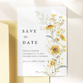 Yellow Wildflower Sunflower Wedding Photo Back セーブザデート