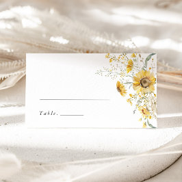 Yellow Wildflower Sunflower Wedding Place Card プレイスカード