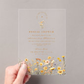 Yellow Wildflowers and Daisies Bridal Shower アクリル招待状 (インサイチュ (ポータブル))