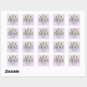 Yellow Wildflowers Lavender Floral Address Label スクエアシール (シート)
