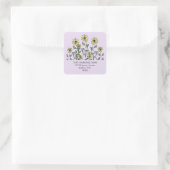 Yellow Wildflowers Lavender Floral Address Label スクエアシール (バッグ)