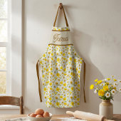 Yellow Wildflowers Pattern Monogram Name エプロン