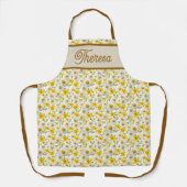 Yellow Wildflowers Pattern Monogram Name エプロン (正面)