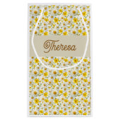 Yellow Wildflowers Pattern Monogram Name スモールペーパーバッグ (裏面)