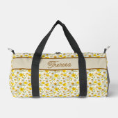 Yellow Wildflowers Pattern Monogram Name ダッフルバッグ (正面)
