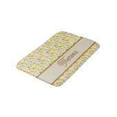 Yellow Wildflowers Pattern Monogram Name バスマット (アングル)