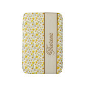 Yellow Wildflowers Pattern Monogram Name バスマット (正面縦)