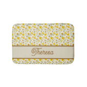 Yellow Wildflowers Pattern Monogram Name バスマット (正面)