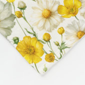 Yellow Wildflowers Pattern Monogram Name フリースブランケット (角)