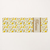 Yellow Wildflowers Pattern Monogram Name ヨガマット (裏面(横))