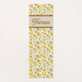Yellow Wildflowers Pattern Monogram Name ヨガマット (正面)