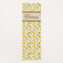 Yellow Wildflowers Pattern Monogram Name ヨガマット