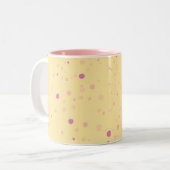 Yellow with Pink Speckles ツートーンマグカップ (正面左)