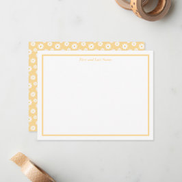 Yellow with White Daisy Pattern Note Cards ノートカード
