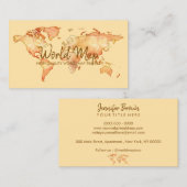yellow World Map Travel International Trip Agent 名刺 (正面/裏面)