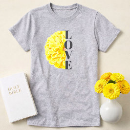 Yellow Zinnia Flower Floral Love Christian Tシャツ