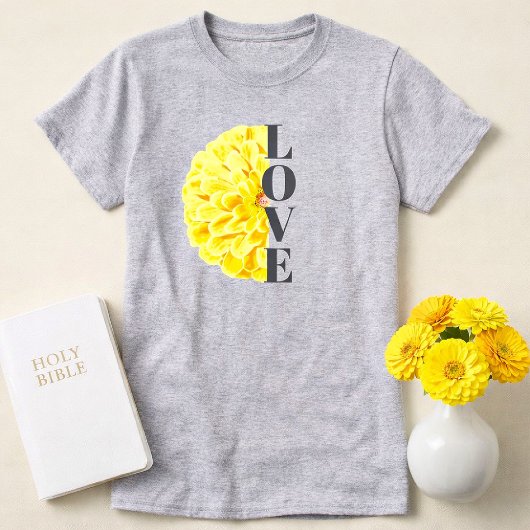 Yellow Zinnia Flower Floral Love Christian Tシャツ