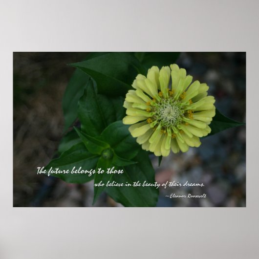 Yellow Zinnia with quote by Eleanor Roosevelt ポスター (正面)