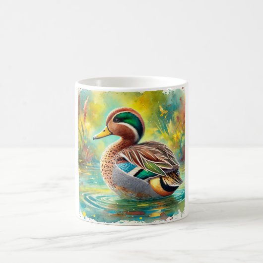 Yellowbilled teal 050824AREF143 - Watercolor コーヒーマグカップ (中央)