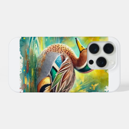 Yellowbilled teal 050824AREF143 - Watercolor iPhoneケース (裏面横)