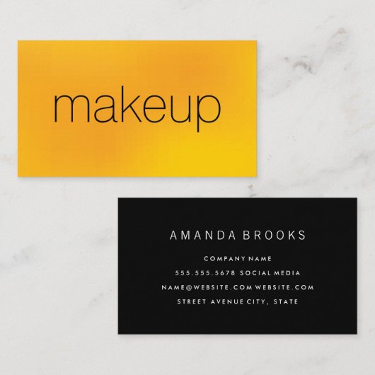 YellowBlended背景を持つミニマルなシック文字 名刺 (正面/裏面)