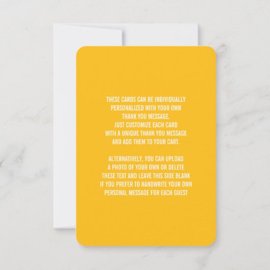 YellowBoldおもしろい感謝していスケッチツインズ誕生日写真 サンキューカード (裏面)