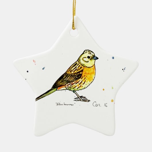 Yellowhammerの鳥 セラミックオーナメント (正面)
