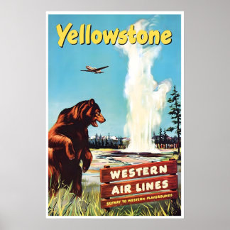 Yellowstone Art National Park Print Western Travel ポスター