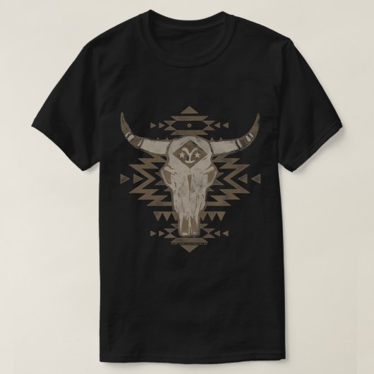 Yellowstone Artsy Cattle Skull T-Shirt Tシャツ (デザイン正面)