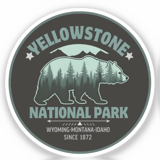 Yellowstone Bear Sticker – Explore the Wild Outdoo シール (正面)