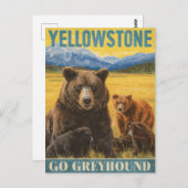Yellowstone Bears Vintage Travel ポストカード (正面/裏面)