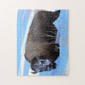 Yellowstone Bison Standing in Deep Snow ジグソーパズル (縦)