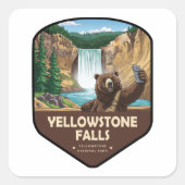 Yellowstone Falls Bear Selfie Shield スクエアシール (正面)