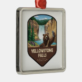 Yellowstone Falls Bear Selfie Shield メタルオーナメント (右)