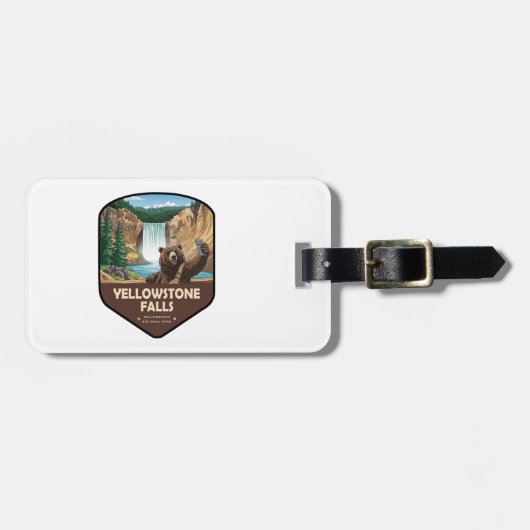 Yellowstone Falls Bear Selfie Shield ラゲッジタグ (正面横)