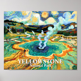 Yellowstone Grand Prismatic Spring Van Gogh Custom ポスター