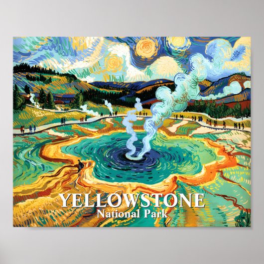 Yellowstone Grand Prismatic Spring Van Gogh Custom ポスター (正面)