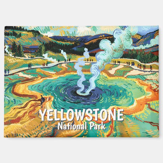 Yellowstone Grand Prismatic Spring Van Gogh Custom マグネット (正面)