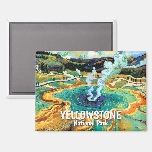 Yellowstone Grand Prismatic Spring Van Gogh Custom マグネット (正面/裏面)