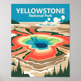 Yellowstone Grand Prismatic Spring Vintage Travel ポスター