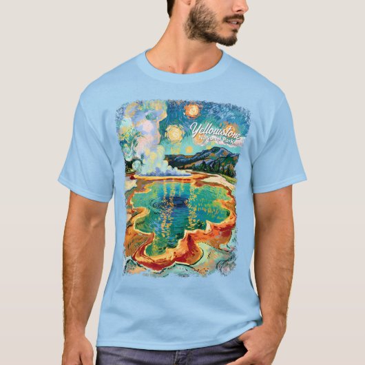 Yellowstone Grand Prismatic Van Gogh Custom Text Tシャツ (正面)