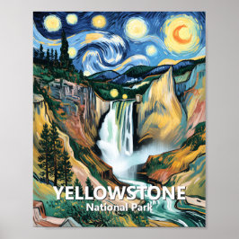Yellowstone Lower Falls Van Gogh Starry Night Art ポスター
